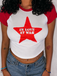INLOVEATWAR STAR CROP TOPS